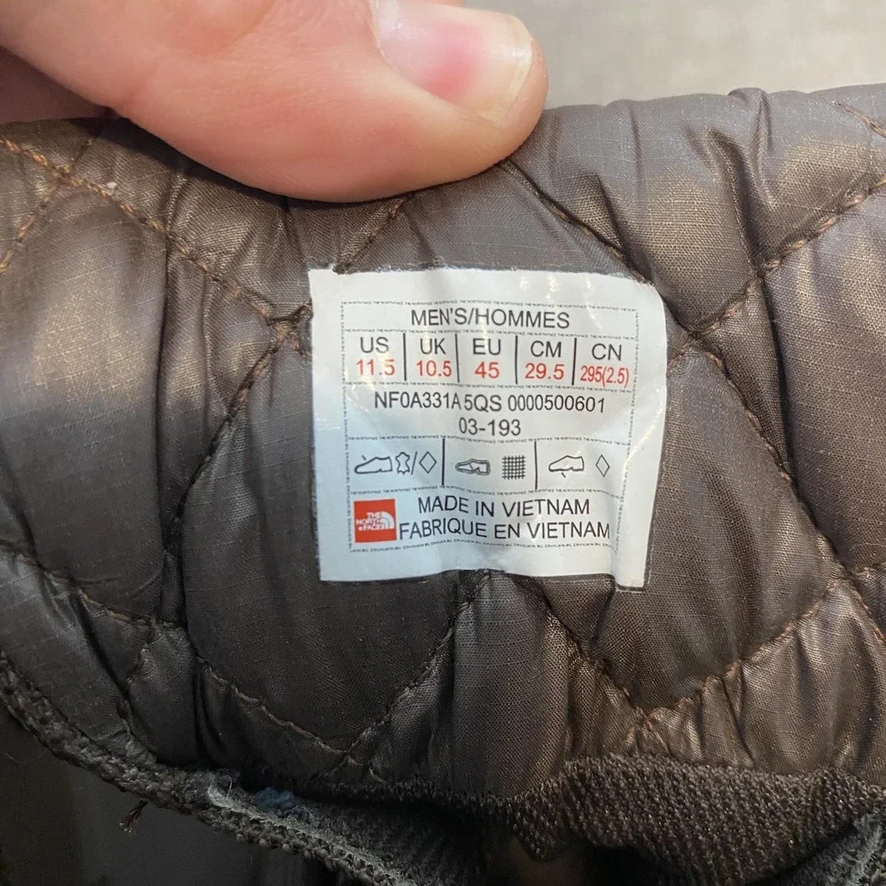 The North Face Snow Boots Mens Size 11.5 Brown Leather‎ Winter NF0A3314 Gorpcore
